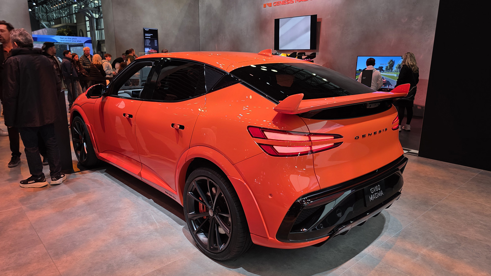 Genesis GV60 Magma rear view at the 2026 NY Auto Show
