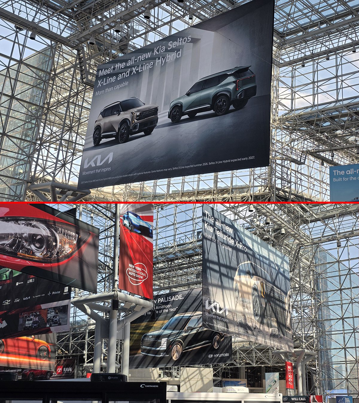 Hyundai Motor Group banners at the entrance to the 2026 NY Auto Show